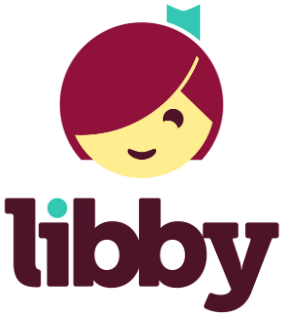 Libby App Icon. A stylized graphic of a girl's smiling face. She wears a teal ribbon in her brown hair.